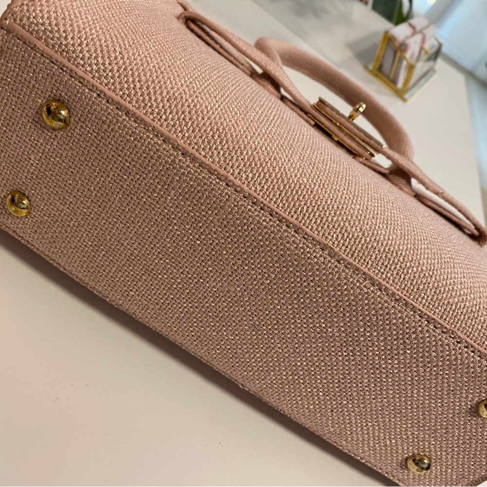 Pink Tweed Purse in style of a Birkin Bag